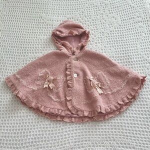 Pink Sherpa bow poncho